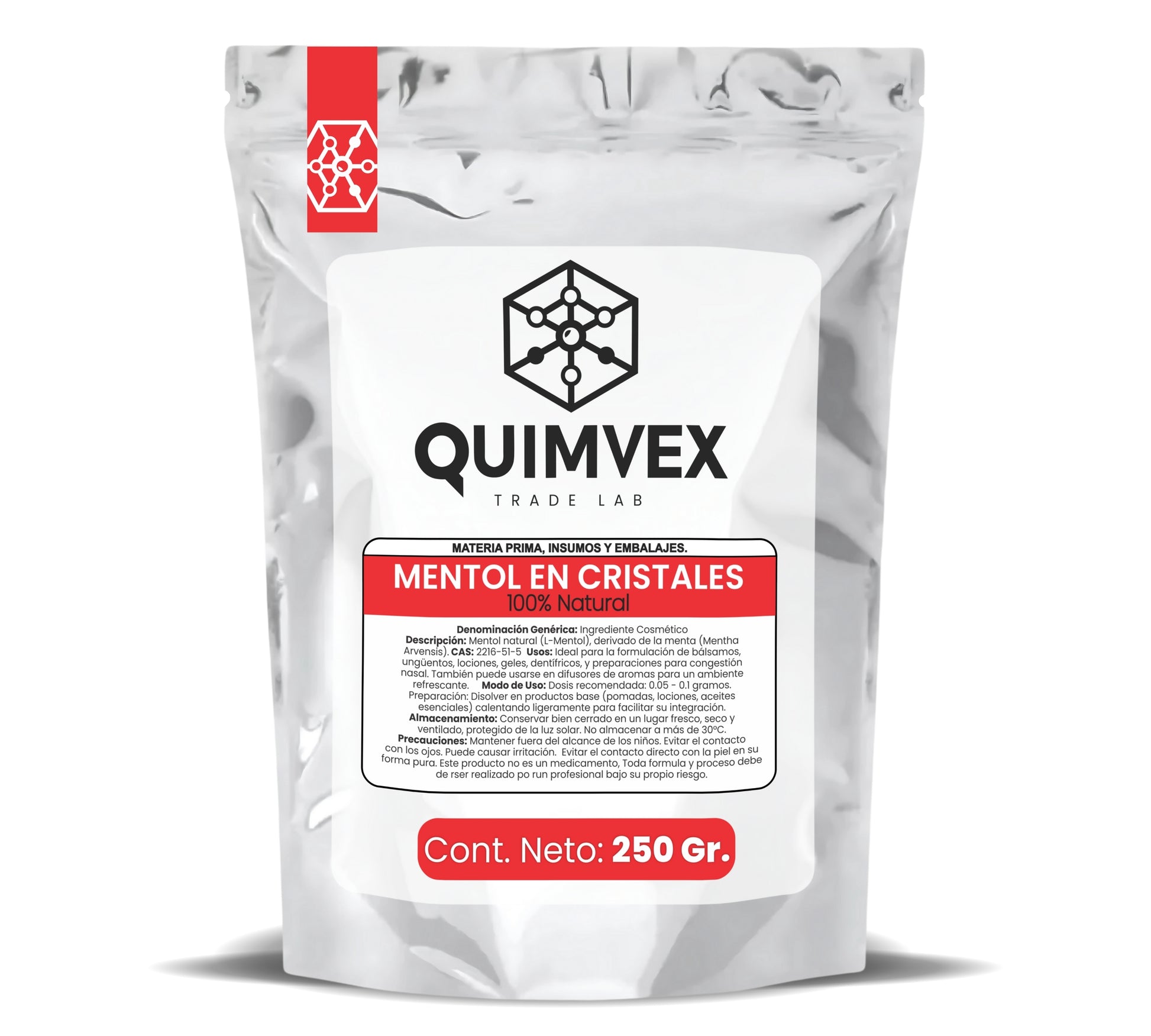 Mentol en Cristales 250gr - Ideal para Cosmética y Aromaterapia