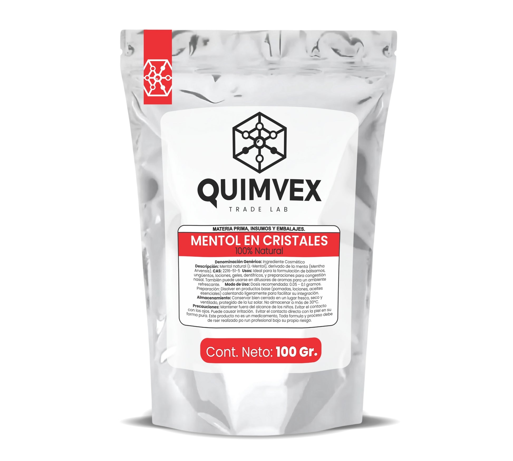 Mentol en Cristales 100gr - Ideal para Cosmética y Aromaterapia