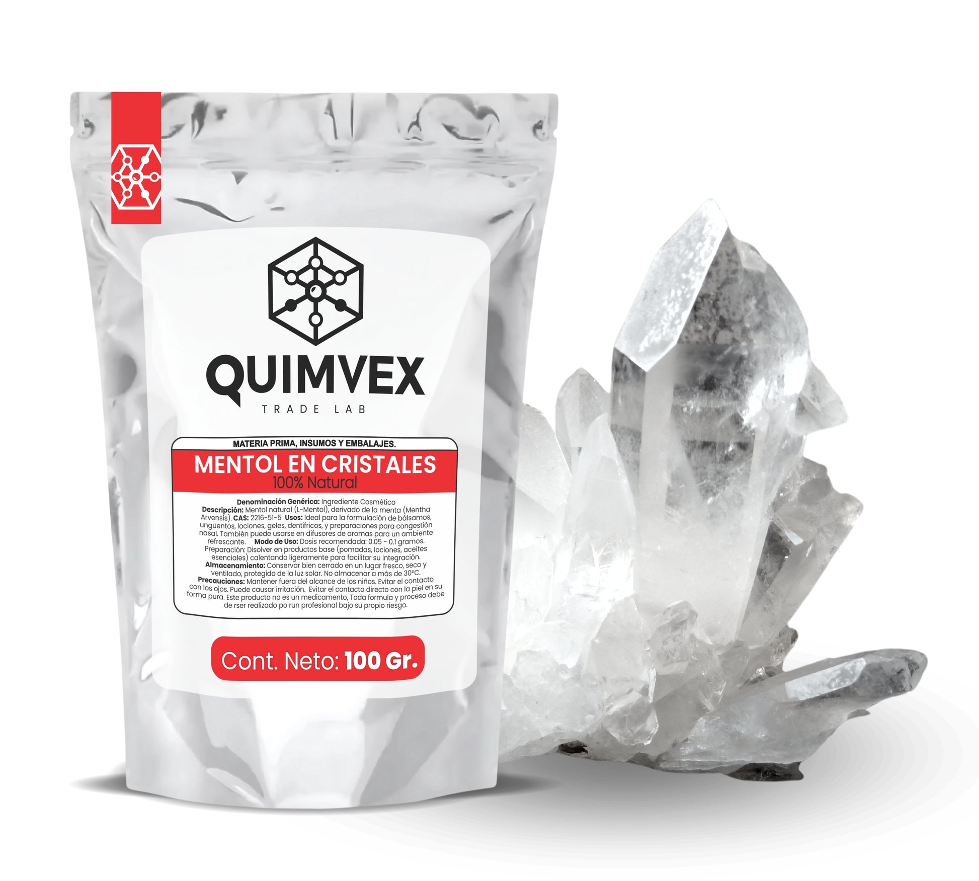 Mentol en Cristales 100gr - Ideal para Cosmética y Aromaterapia