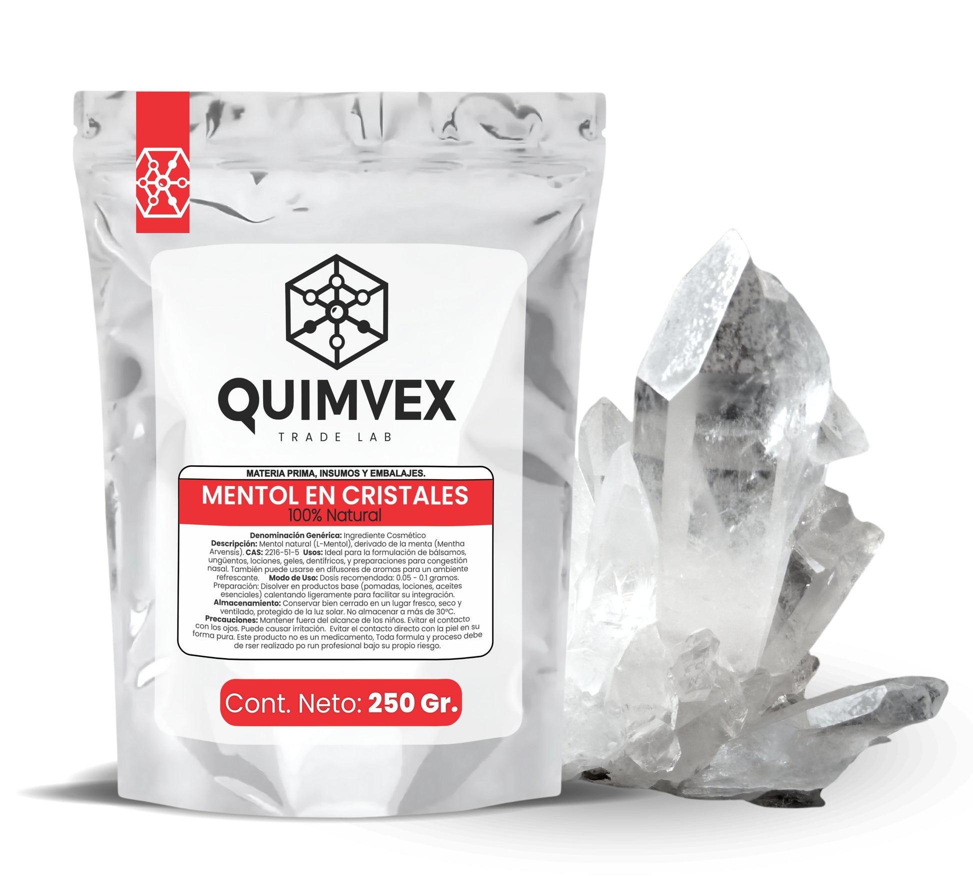 Mentol en Cristales 250gr - Ideal para Cosmética y Aromaterapia