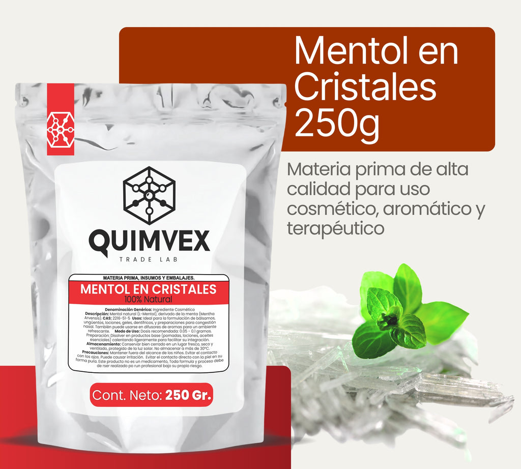 Mentol en Cristales 250gr - Ideal para Cosmética y Aromaterapia